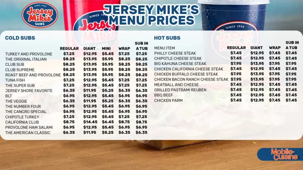 Jersey Mikes Menu And Prices 2024 (Subs Menu)
